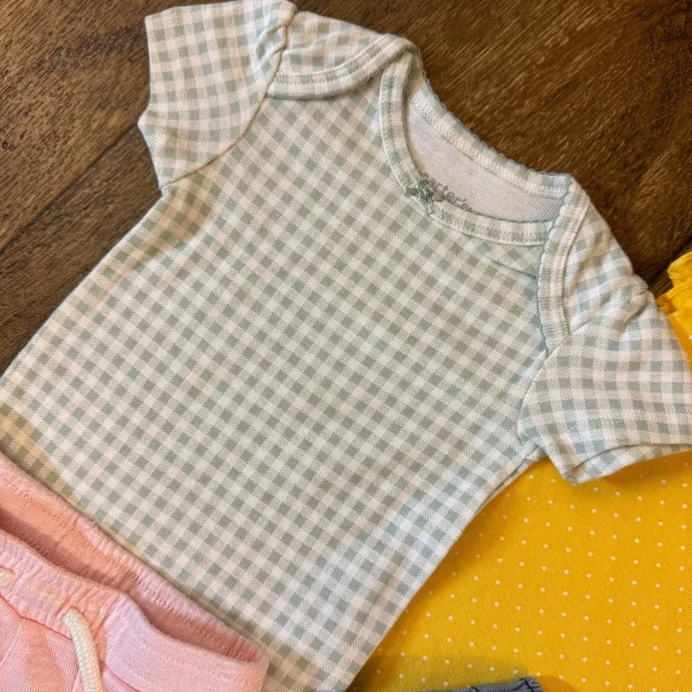 Baby Girl 3 Months Summer Clothes Denim Pink Shorts Bodysuit Shirts Outfits Lot